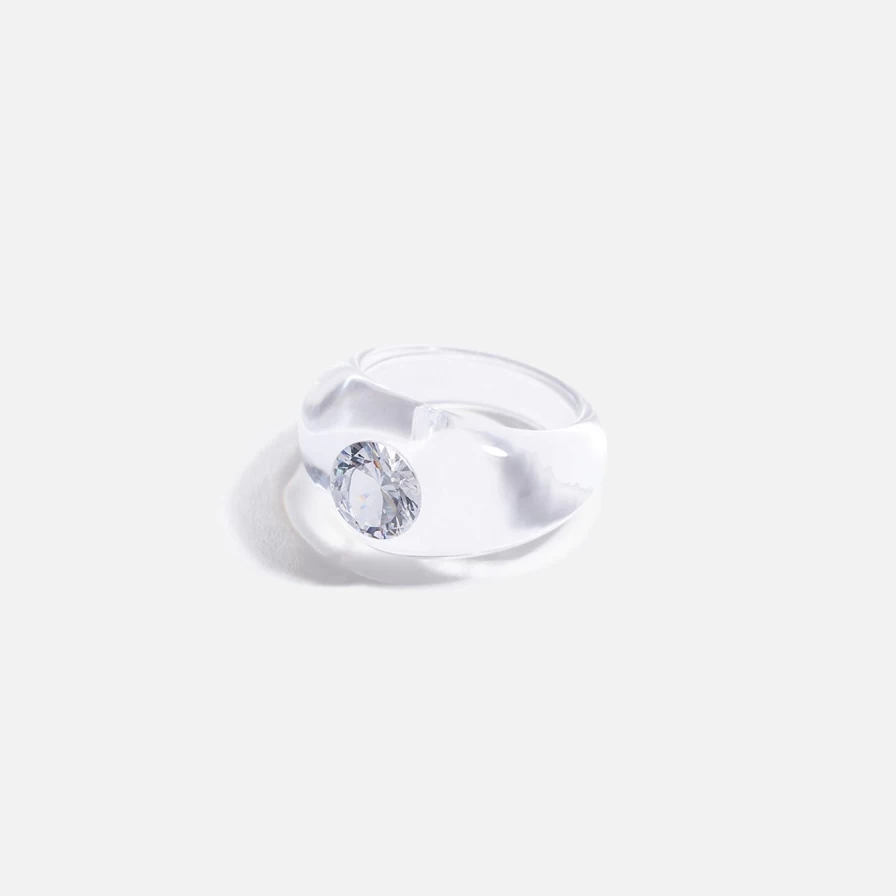 Sarah Noor Astro Ring – Elegant Clear Crystal Stackable Ring for Women