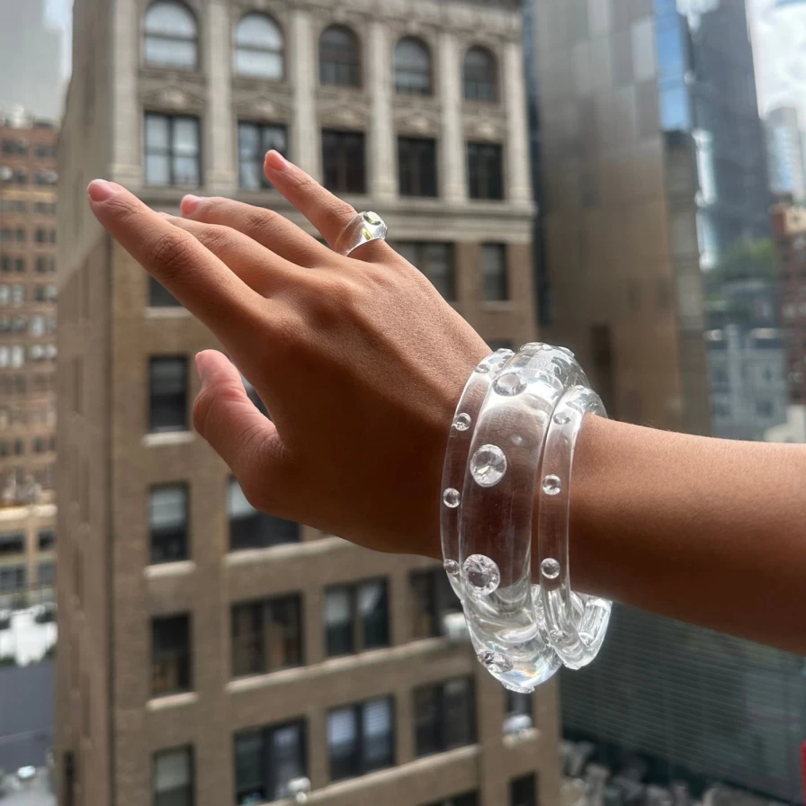 Sarah Noor Astro Ring – Elegant Clear Crystal Stackable Ring for Women