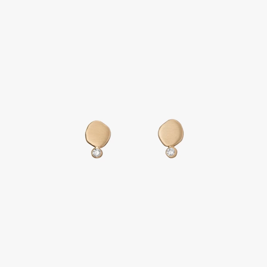 A.M. Thorne Diamond-Studded Hammered Gold Earrings for Women