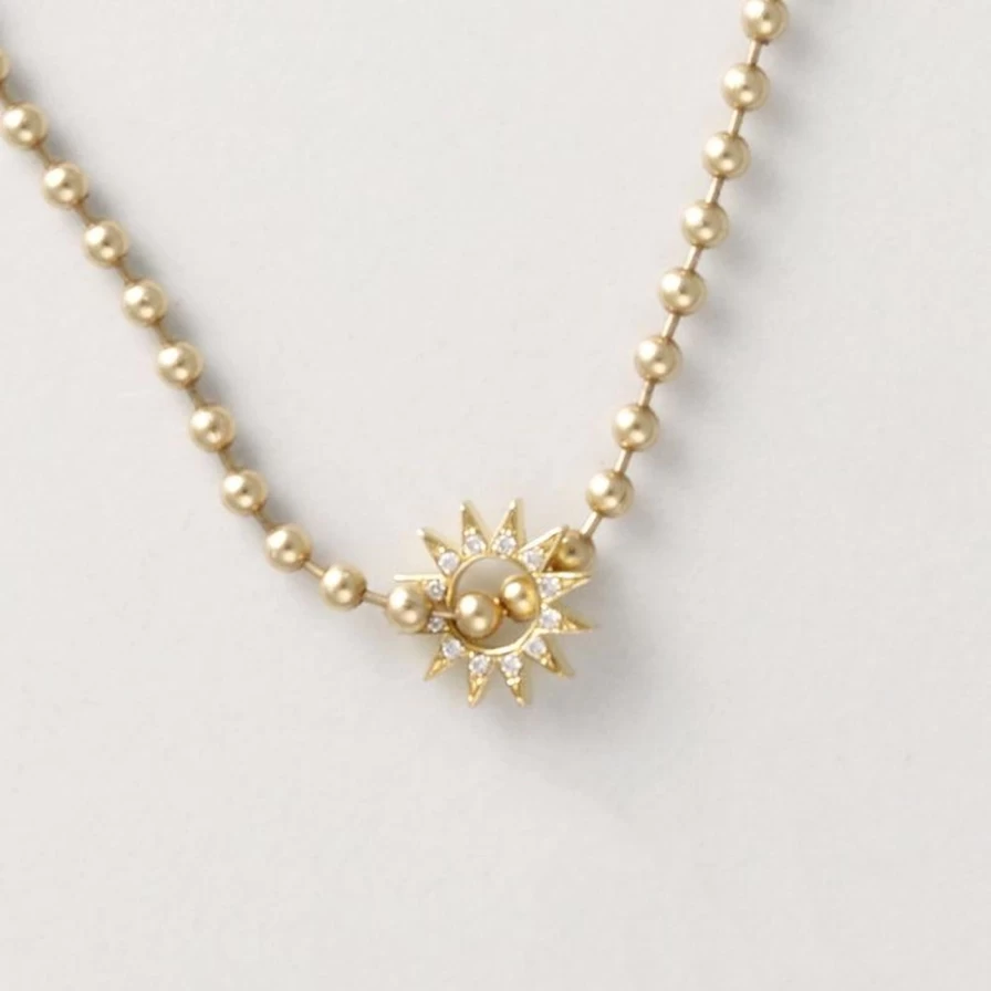 14K Yellow Gold Pave Baby Spur Necklace by EMBLM Fine Jewelry
