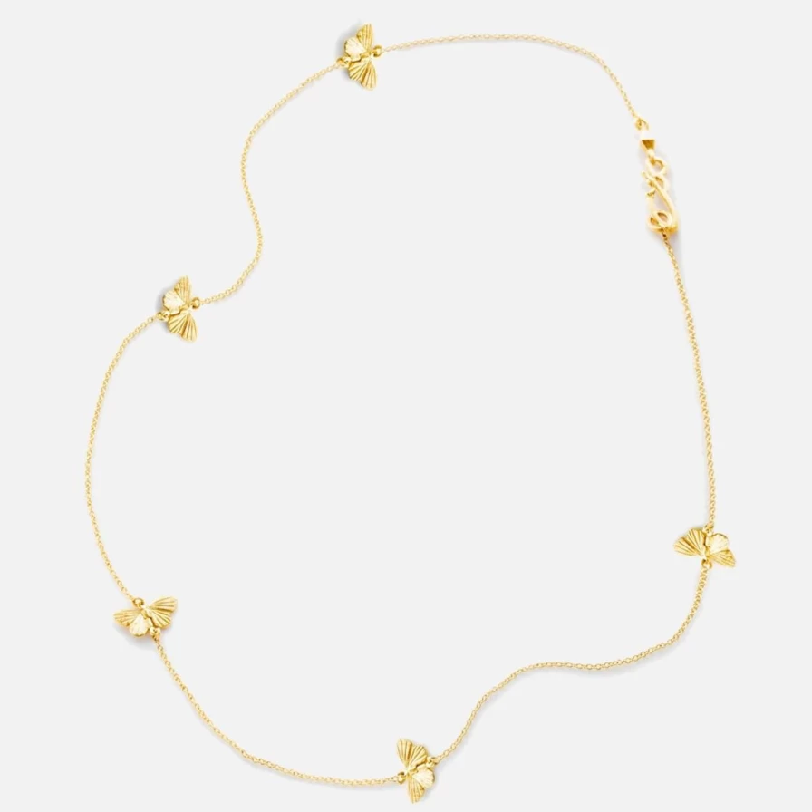 James Banks Design Tiny Asterope 5 Migration Necklace in Yellow Gold