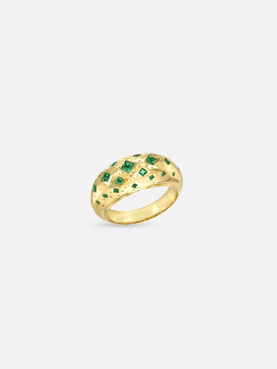 Meredith Young Emerald Chaos Band - Sterling Silver Green Gemstone Ring for Women