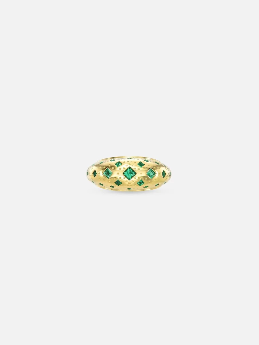 Meredith Young Emerald Chaos Band - Sterling Silver Green Gemstone Ring for Women