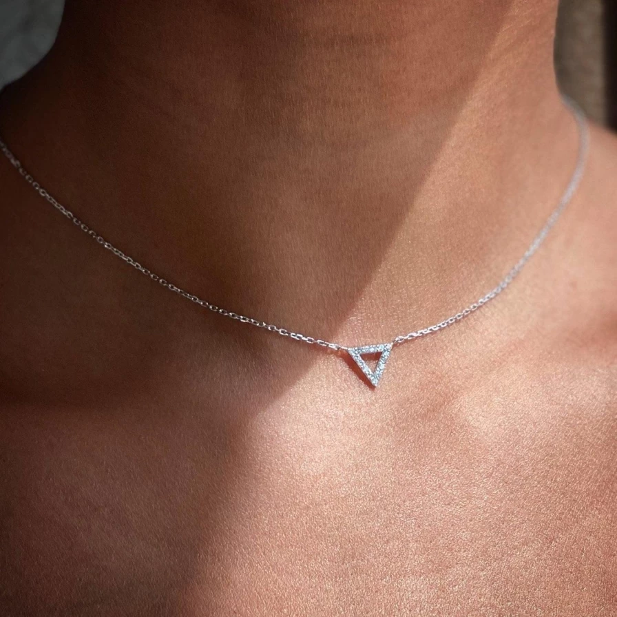 Noor Shamma White Gold Troika Choker Necklace for Women Elegant Minimalist Jewelry