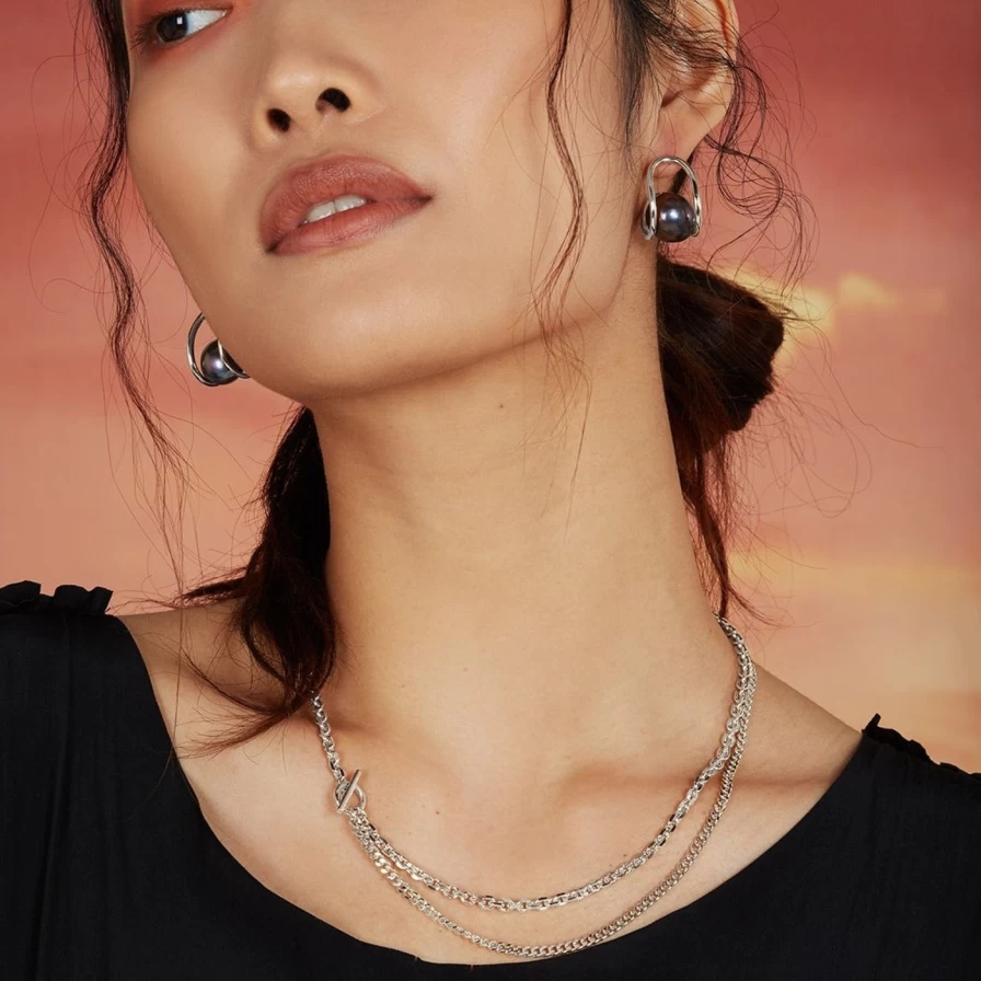 Lady Grey Sterling Silver 3-Way Pendant Necklace - Adjustable Chain for Versatile Styling