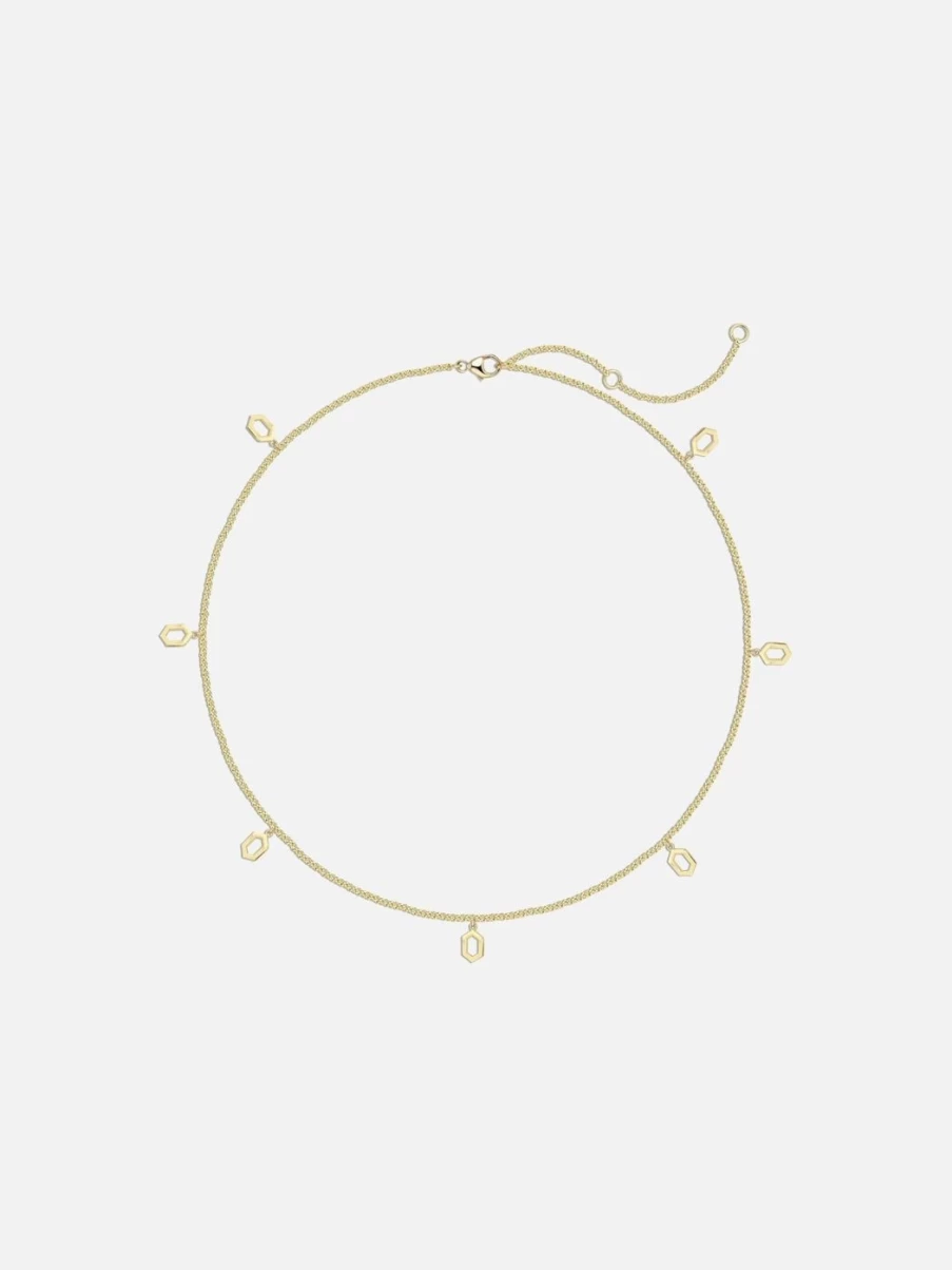 Noor Shamma Minimalist Luz Choker Necklace - Elegant Plain Gold or Silver Delicate Chain Collar for Women