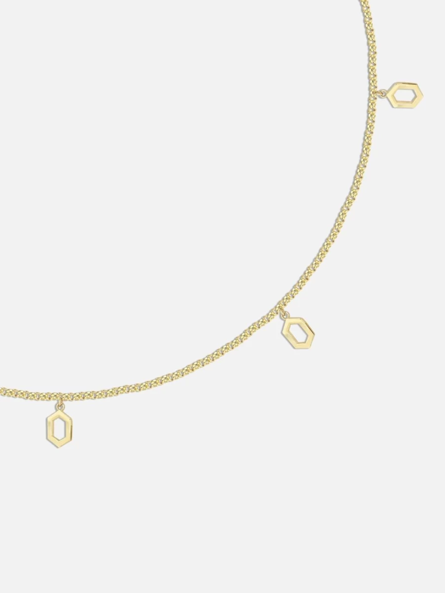 Noor Shamma Minimalist Luz Choker Necklace - Elegant Plain Gold or Silver Delicate Chain Collar for Women