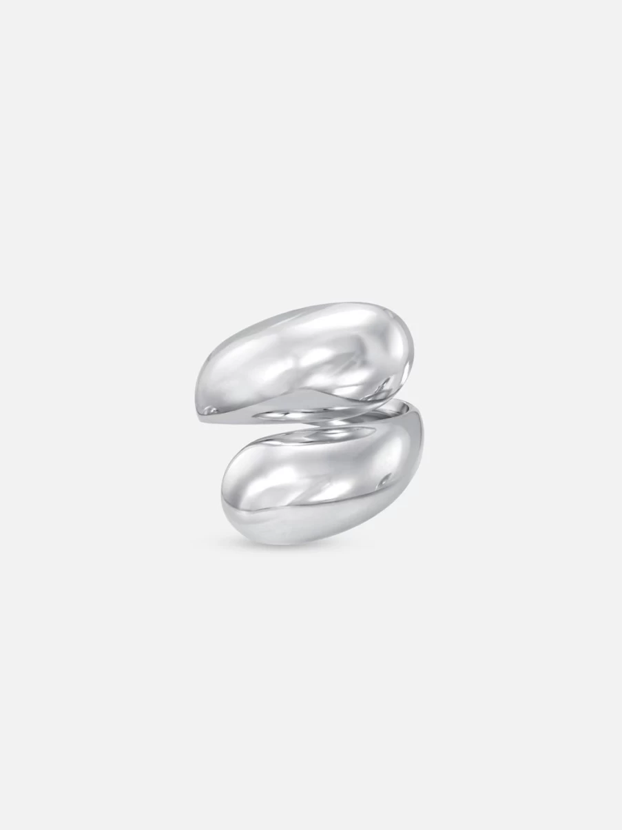 Stacy Nolan XL Sterling Silver Petal Wrap Ring - Elegant Floral Design Band