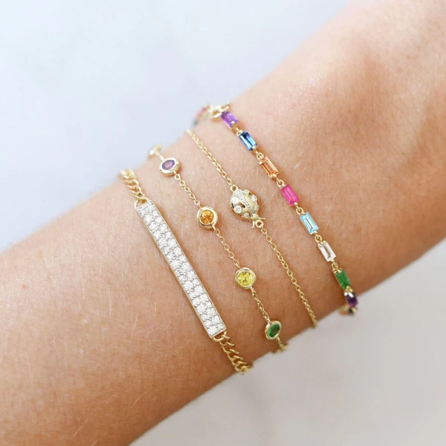 Eriness Diamond-Studded Ladybug Charm Bracelet for Women