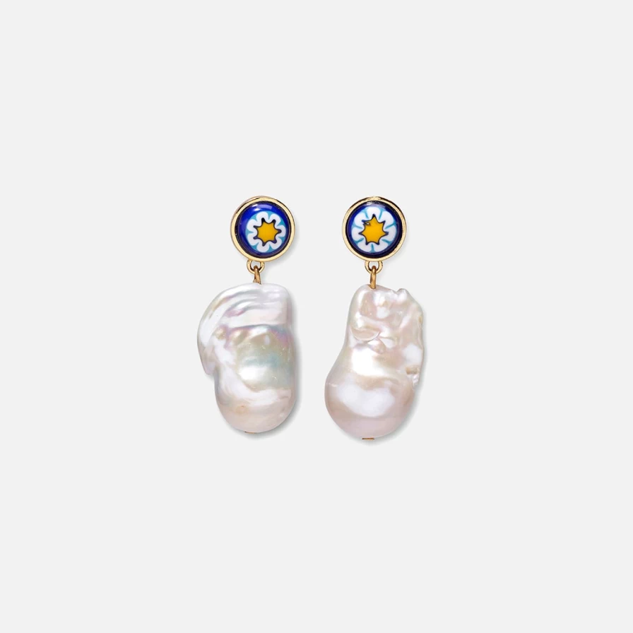 Lizzie Fortunato Blue Murano Glass Pearl Earrings | Handcrafted Italian Jewelry
