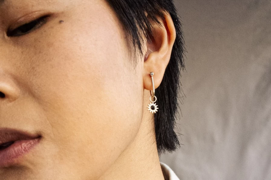 14K Yellow Gold Inverted Diamond Spur Earrings by EMBLM Fine Jewelry