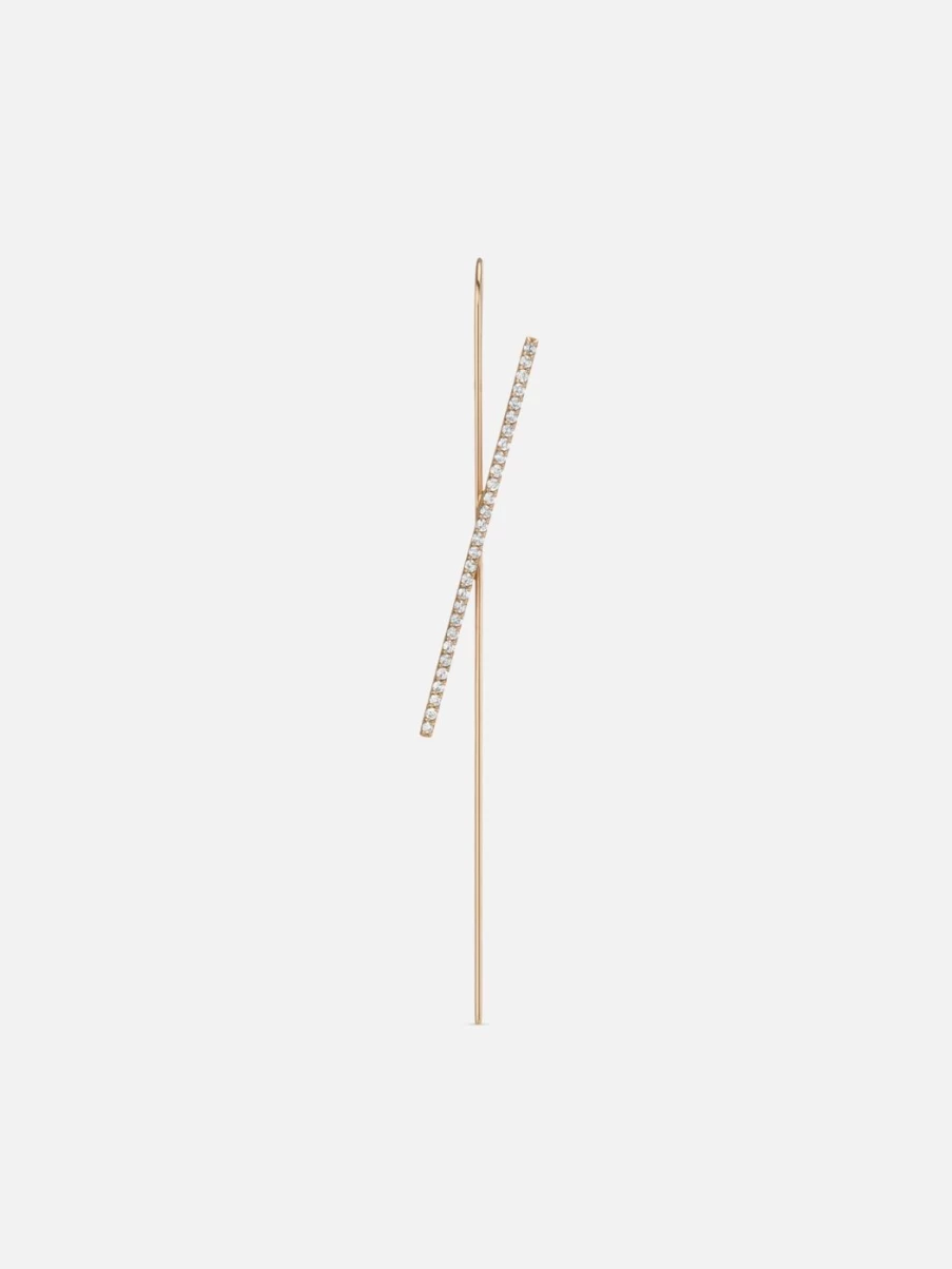 Labulgara Horizon Needle Earrings - Minimalist Gold Hoop Earrings for Women