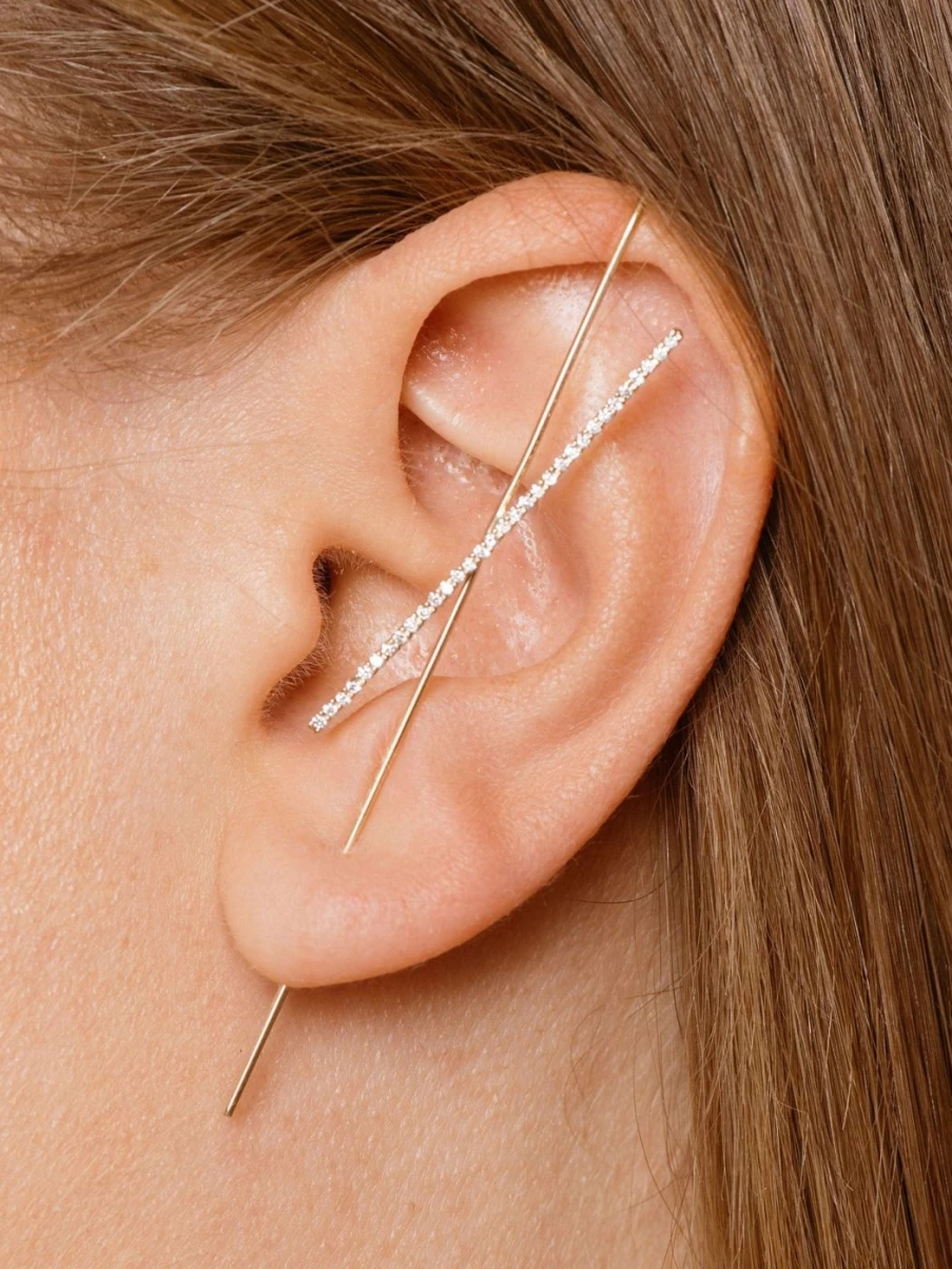 Labulgara Horizon Needle Earrings - Minimalist Gold Hoop Earrings for Women