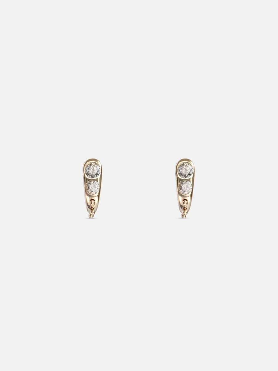 M. Hisae White Diamond Petite Suki Ear Huggers - Elegant Stud Earrings for Women