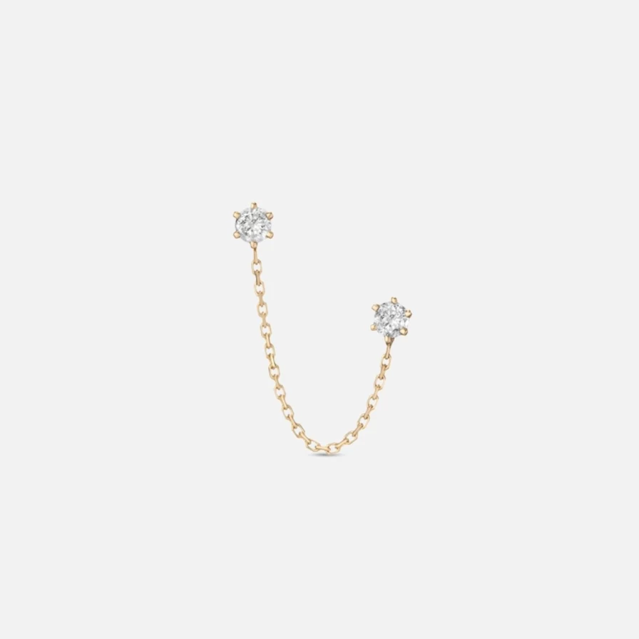 A.M. Thorne Yellow Gold Double 6 Prong Grey Diamond Stud Earrings