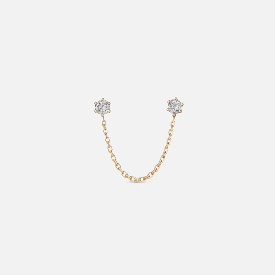 A.M. Thorne Yellow Gold Double 6 Prong Grey Diamond Stud Earrings