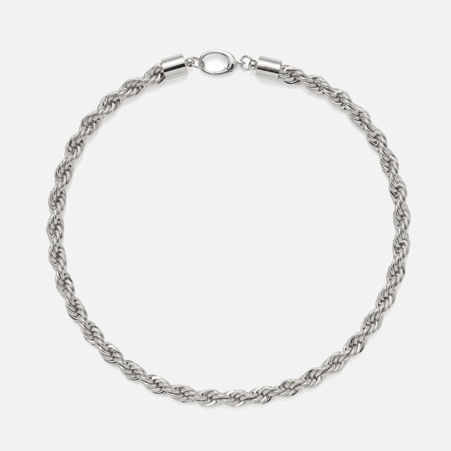Lady Grey Sterling Silver XL Rope Chain Necklace for Women - Chunky Hip Hop Style Jewelry Gift