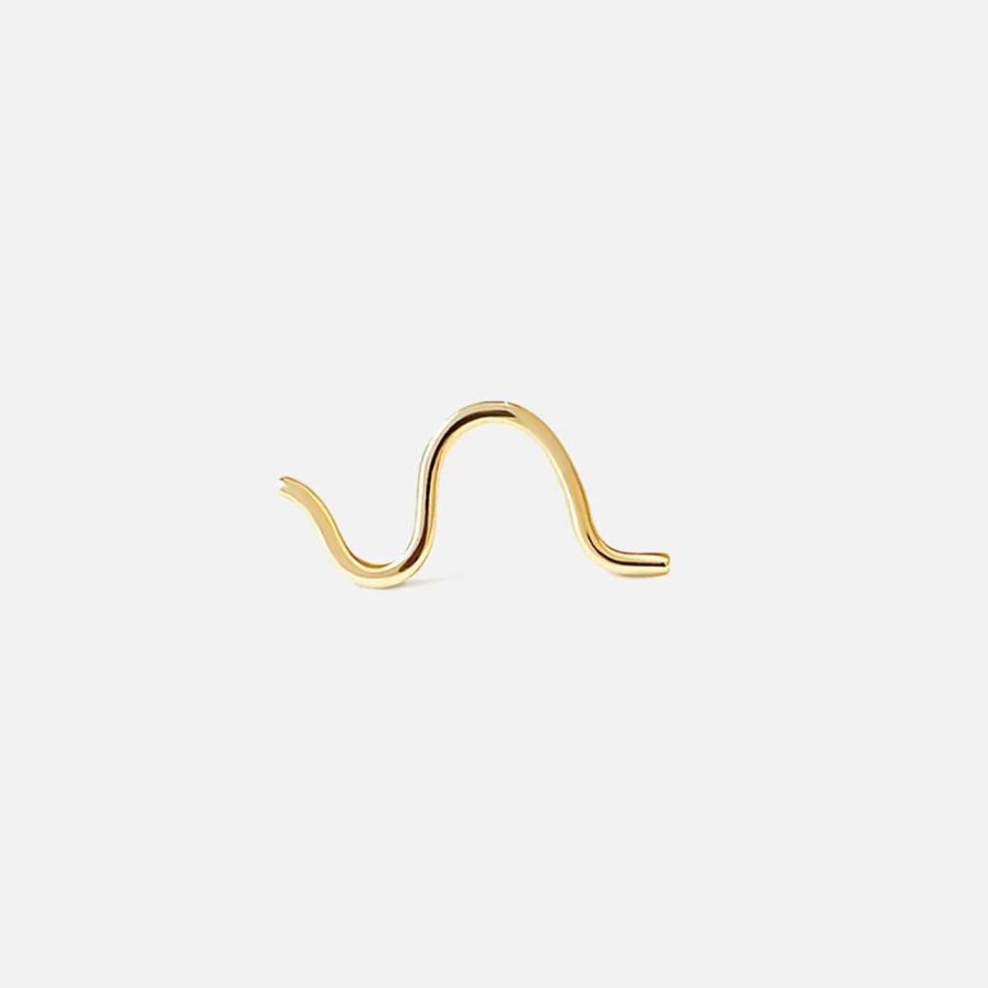 14K Yellow Gold Wave Stud Earrings by Labulgara – Minimalist Designer Studs for Women