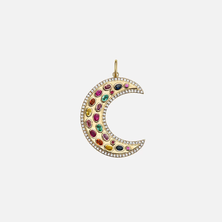 Lionheart Maneskin Moon Charm Pendant Necklace - Gothic Celestial Jewelry for Women & Men