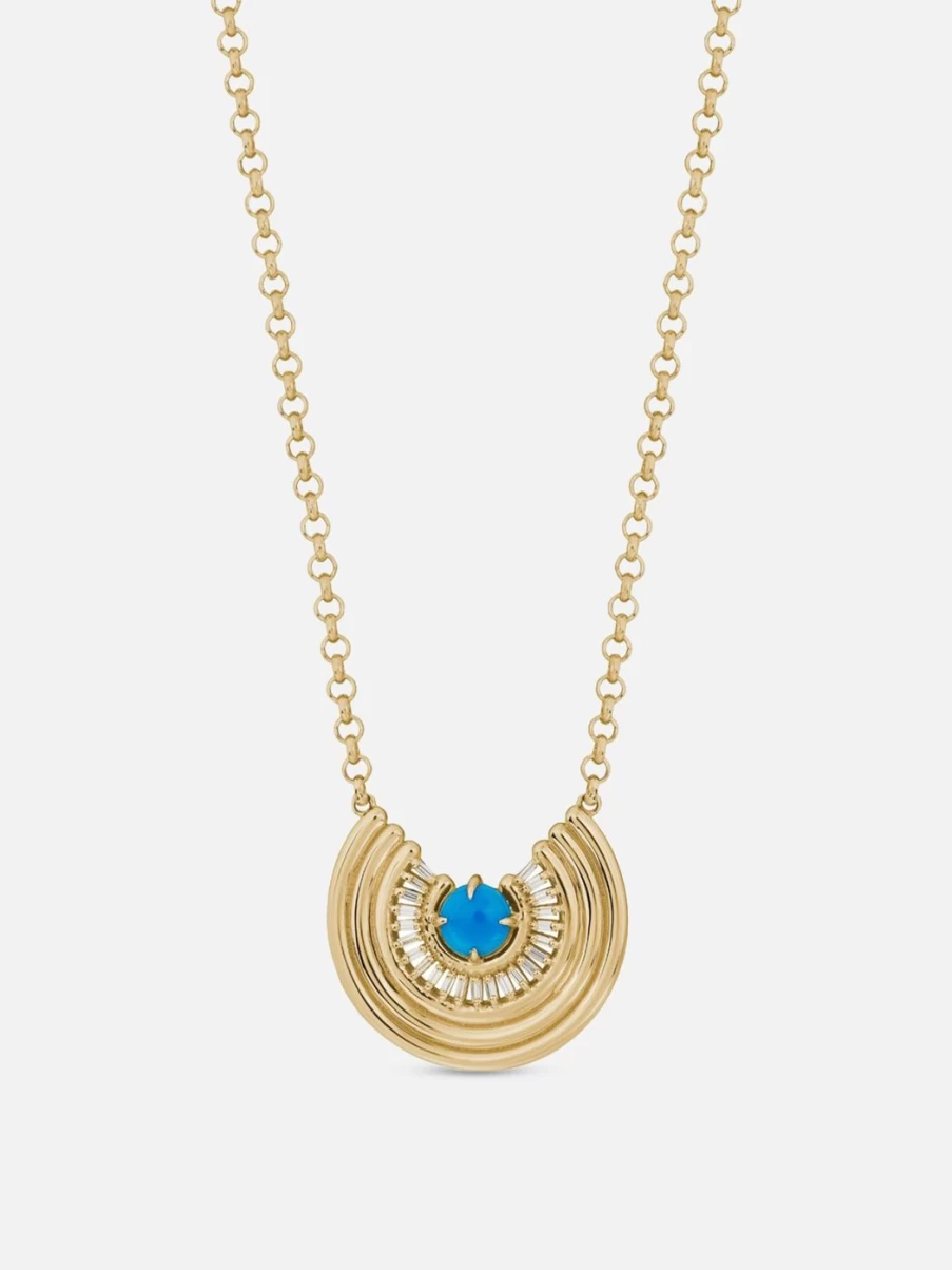 ParkFord Revival Baguette Turquoise Pendant Necklace - Elegant Vintage-Inspired Jewelry