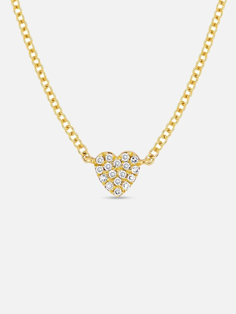 EF Collection Baby Diamond Heart Necklace in Yellow Gold for Kids
