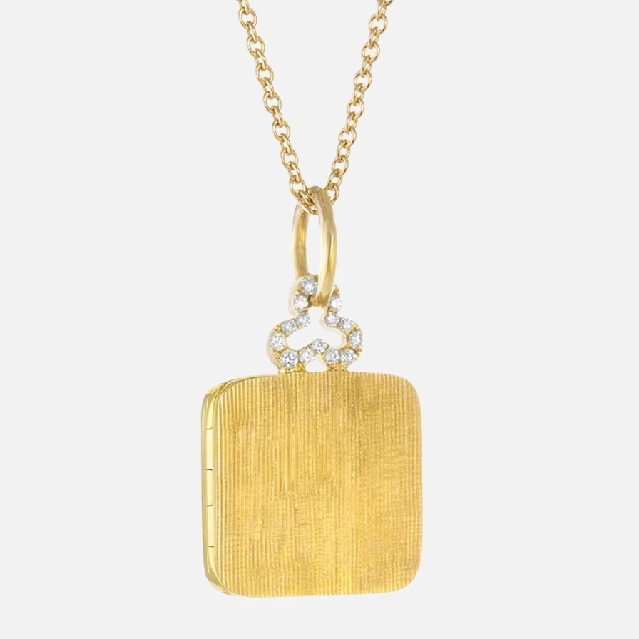 Devon Woodhill Small Diamond Trefoil Pillow Locket Necklace - Elegant Pendant Jewelry