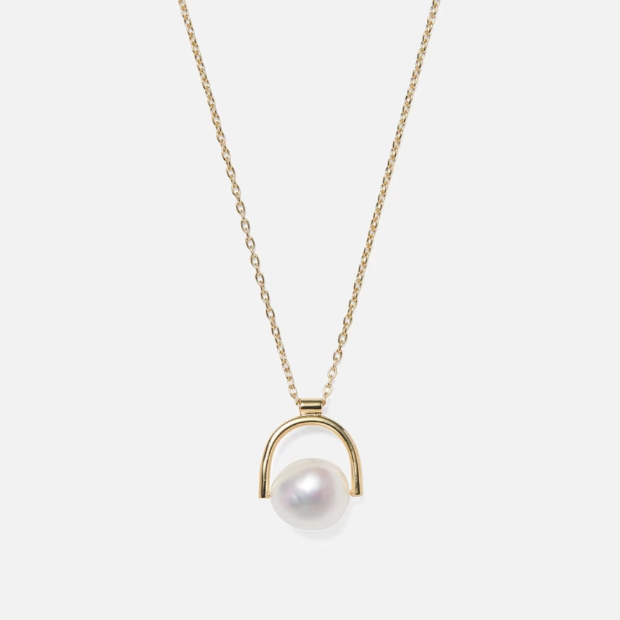 Lady Grey Gold Bail Necklace - Elegant Pendant for Women