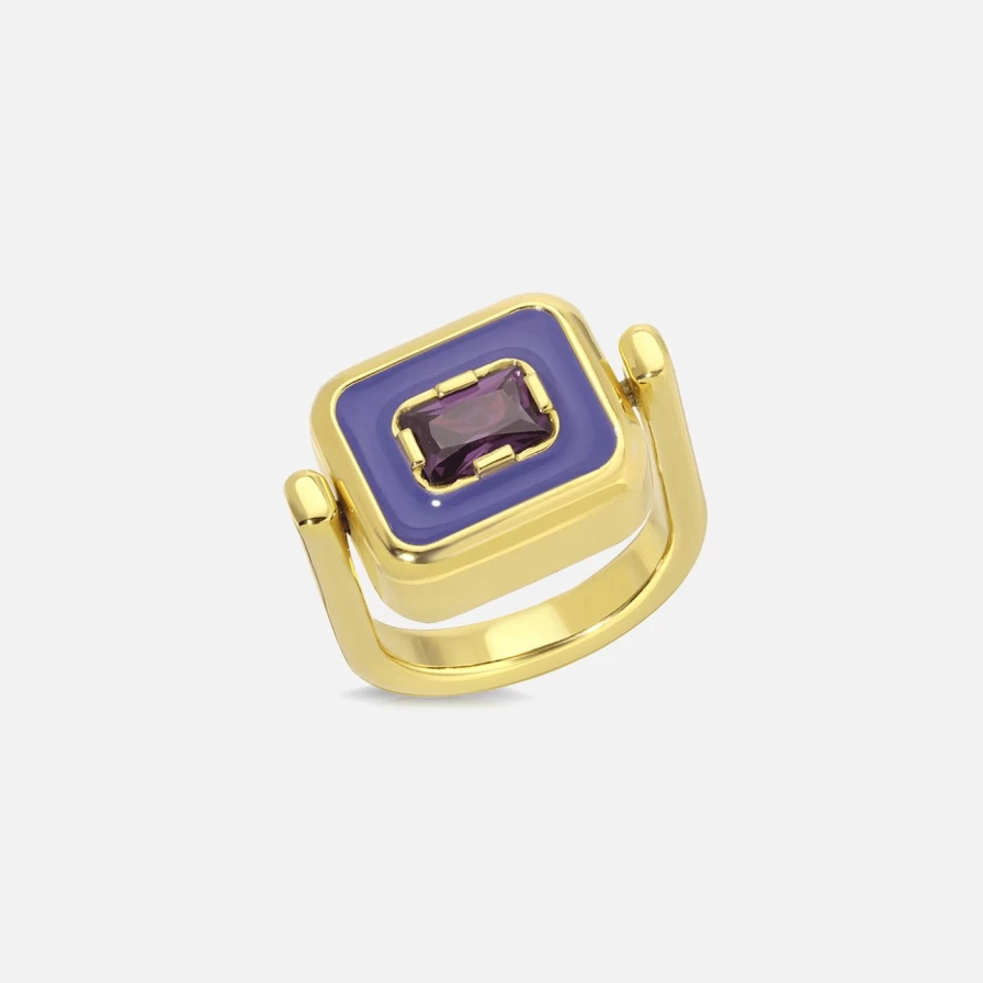 Monbouquette Reversible Snapback Pinky Ring - Fuchsia & Gold Two-Tone Adjustable Unisex Fashion Ring