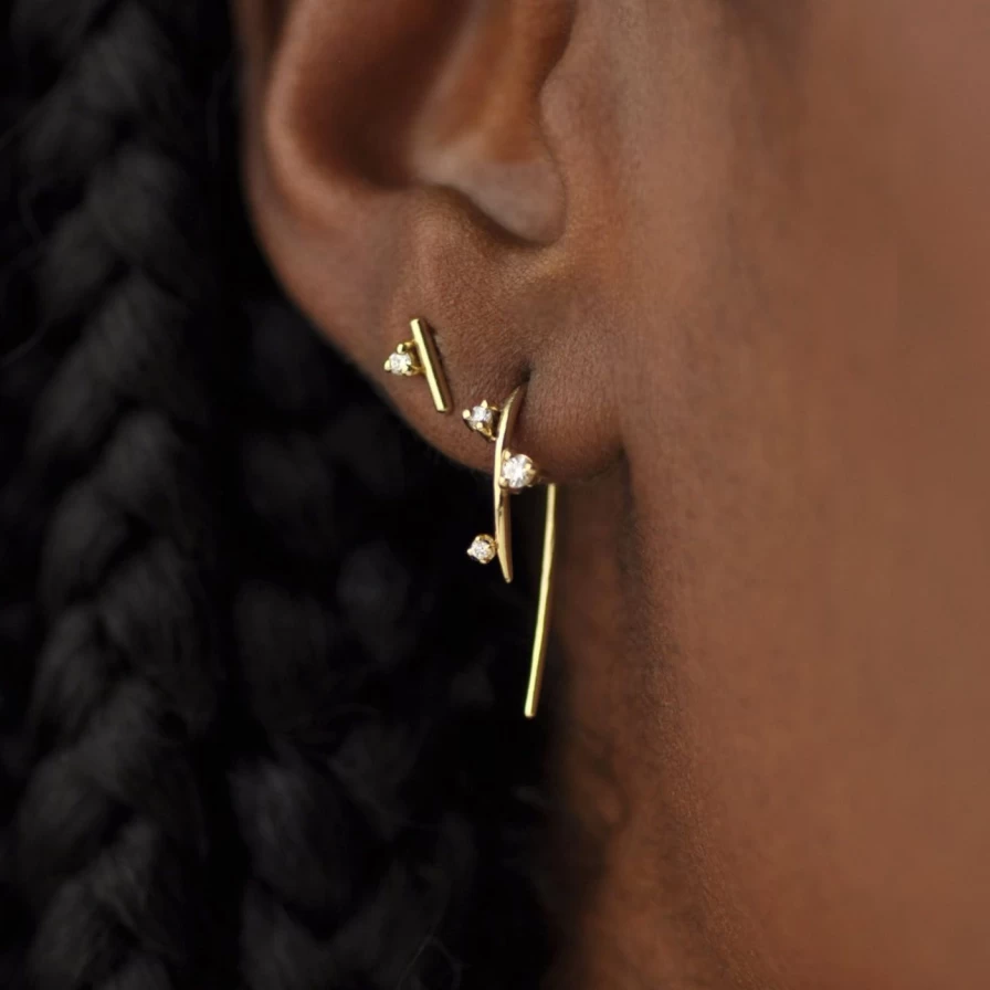 White Space Andromeda Mini Stud Earrings - Minimalist Silver Studs for Women
