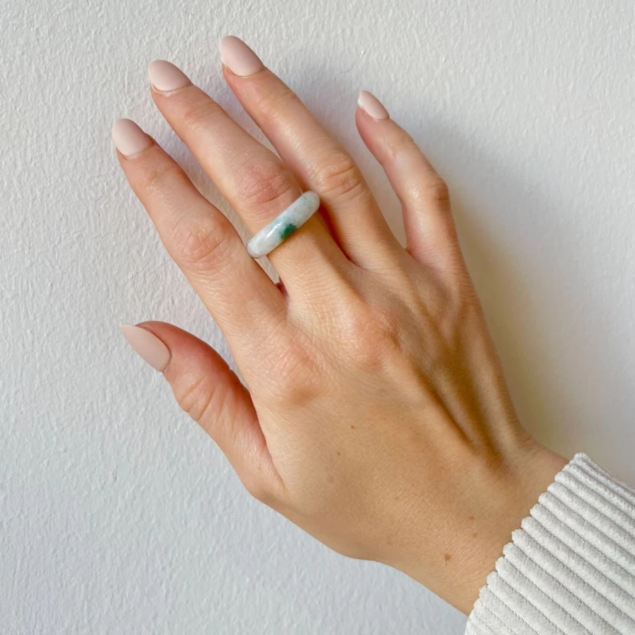 "Seree Sterling Silver Jade Koi Fish Ring – Handcrafted Adjustable Elegant Jewelry"