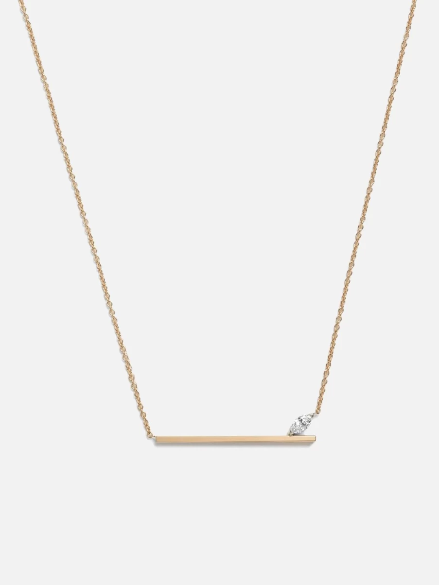 Selin Kent Defne Bar Necklace - Minimalist Gold Pendant Necklace for Women