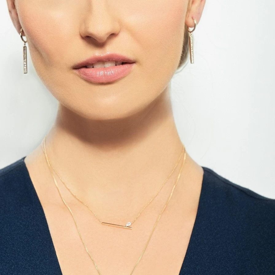 Selin Kent Defne Bar Necklace - Minimalist Gold Pendant Necklace for Women