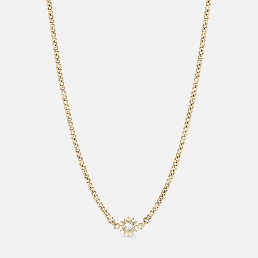 EMBLM Fine Jewelry Baby Spur Chain Necklace in White - Dainty Western Style Charm Pendant for Infants