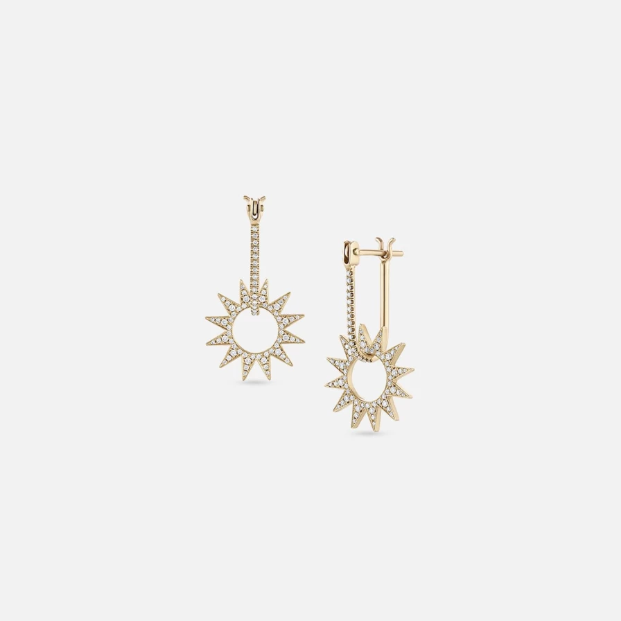 14K Yellow Gold Pave Mini Spur Earrings by EMBLM Fine Jewelry