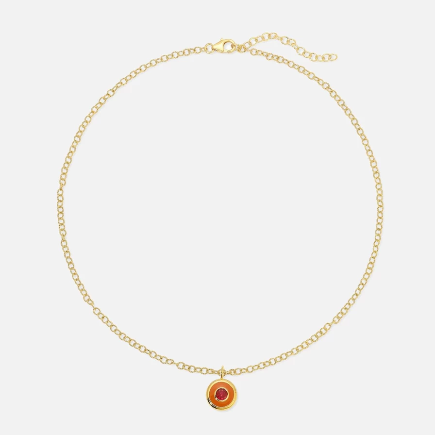 Monbouquette Reversible Coin Necklace in Poppy & Gold - Two-Tone Fashion Jewelry