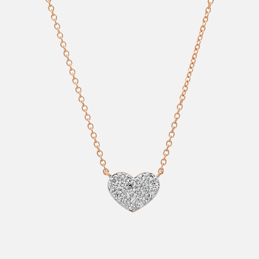 Eriness Diamond Heart Pendant Necklace - Smushed Heart Design