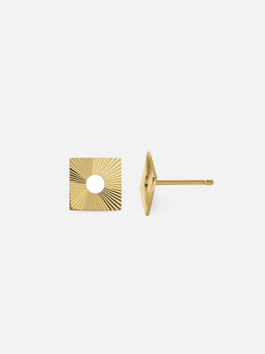 Alice Pierre Geo Square Stud Earrings - Modern Geometric Studs for Women