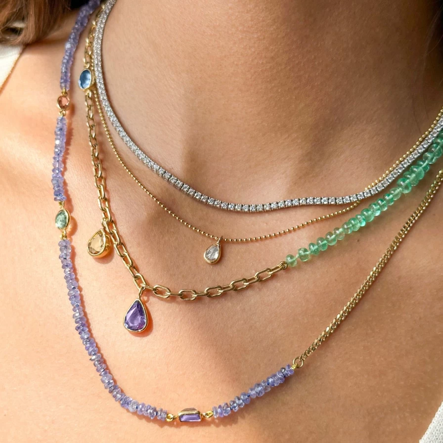 At Present 3.25 Carat Diamond Tennis Necklace - Elegant Sterling Silver Women's Jewelry Gift