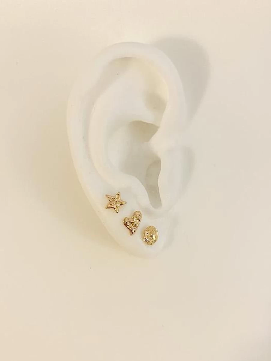 Mandy Reid Mini Heart Stud Earrings in Yellow Gold - Dainty Gold Heart Studs