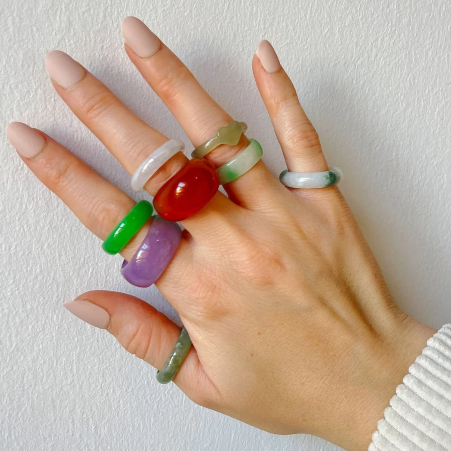 "Seree White Quartzite Stone Ring – Elegant Tee Design Jewelry"