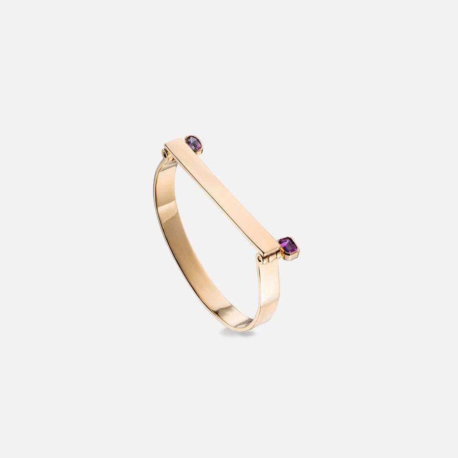 "Leslie Paige Yellow Gold Double Screw Bangle Bracelet – Luxury Jewelry"