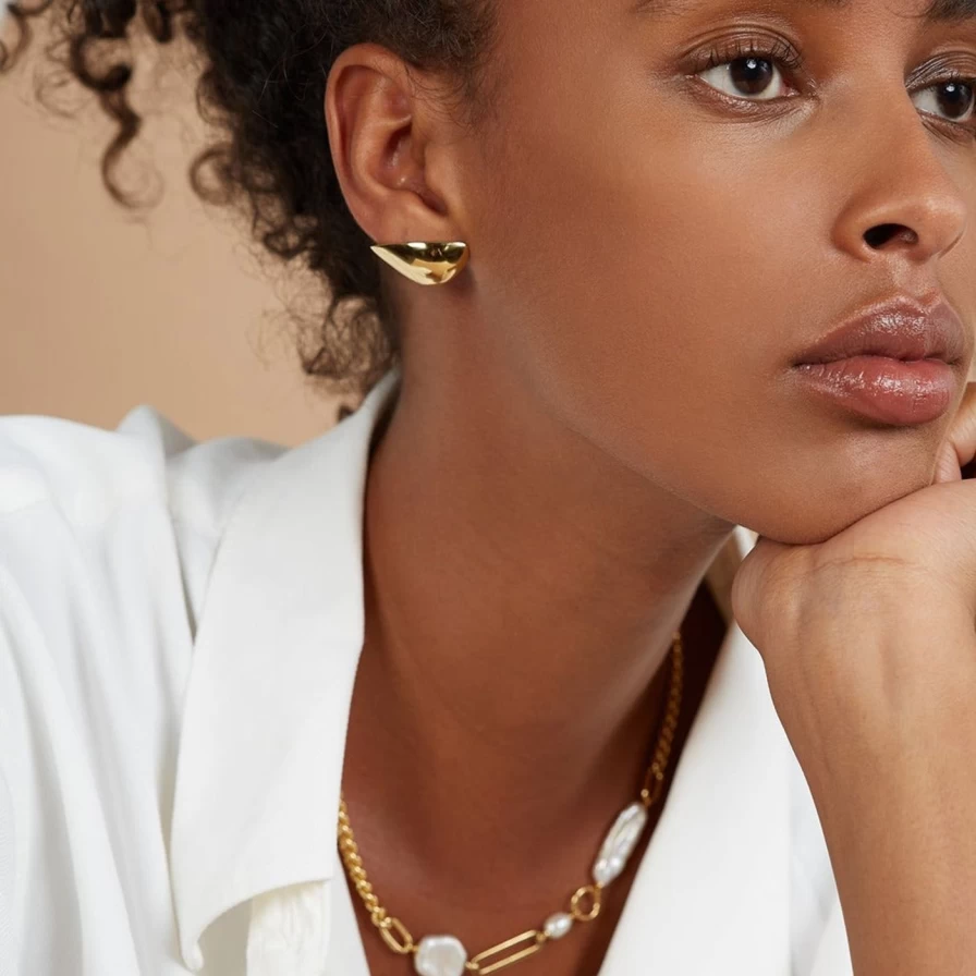 Lady Grey Gold Lobe Earrings - Elegant Hoop Earrings for Women