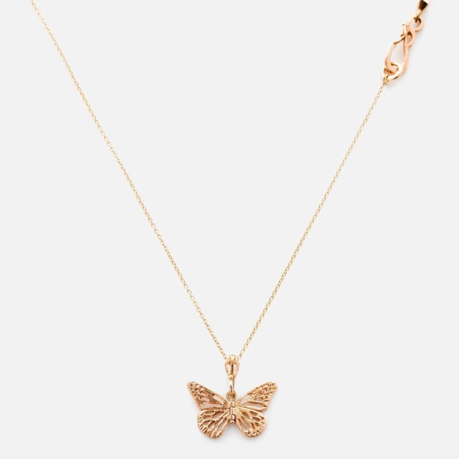 14K Rose Gold Baby Monarch Necklace by James Banks Design - Elegant Butterfly Pendant