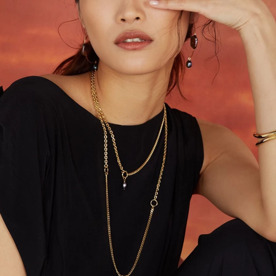 Lady Grey Duo Layered Gold Chain Necklace - Elegant Double Strand Jewelry