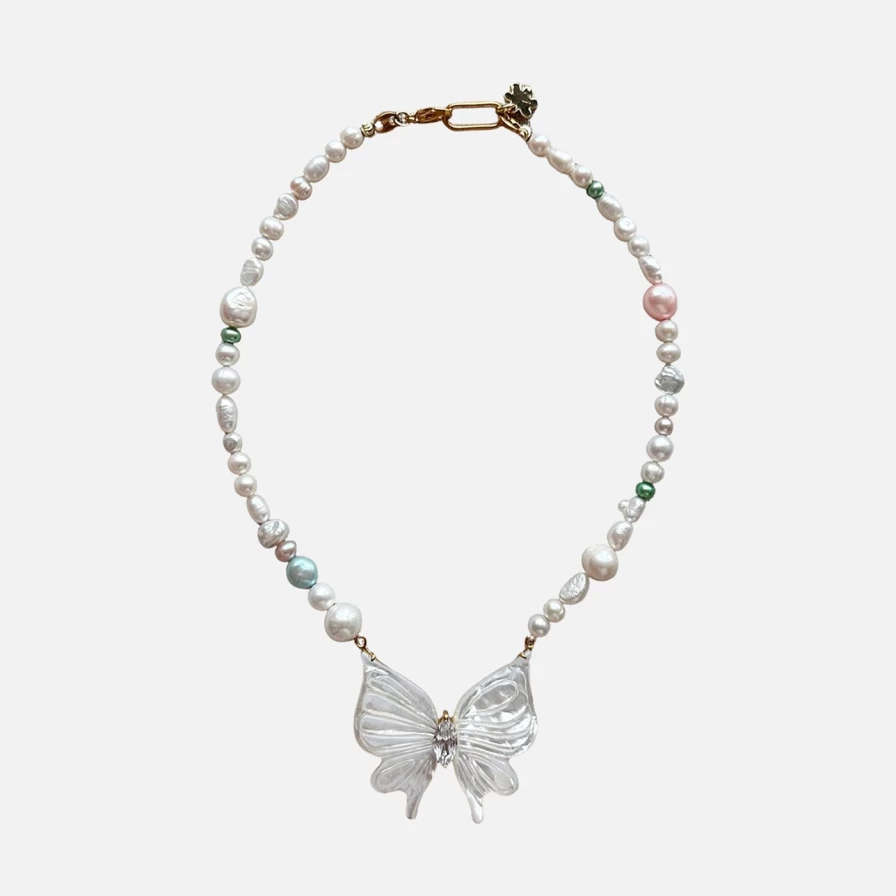 NOTTE Jumbo Farfalla Glow Pearl Necklace - Elegant Bow Tie Pearl Jewelry for Women