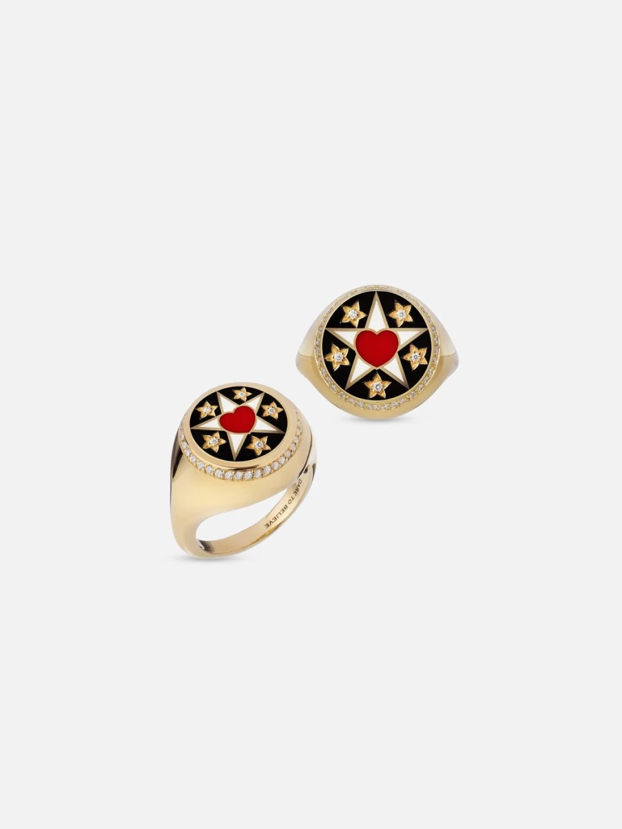 Spallanzani Diamond Love Small Believe Ring - Elegant Sterling Silver Band with Genuine Stones