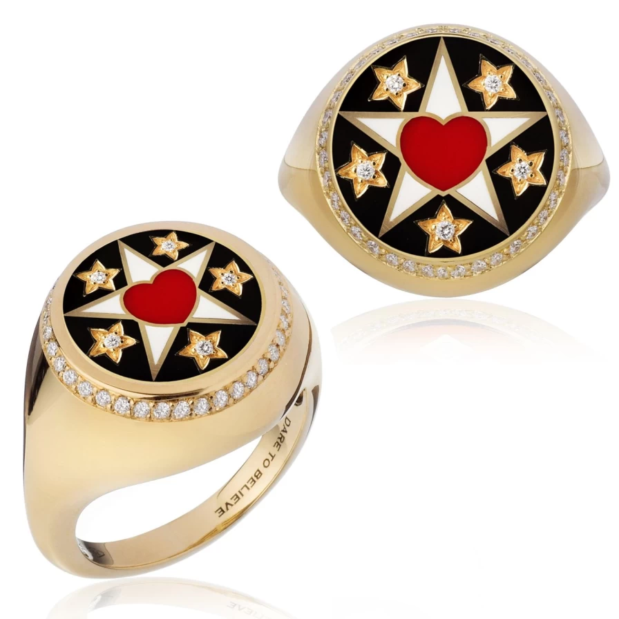 Spallanzani Diamond Love Small Believe Ring - Elegant Sterling Silver Band with Genuine Stones