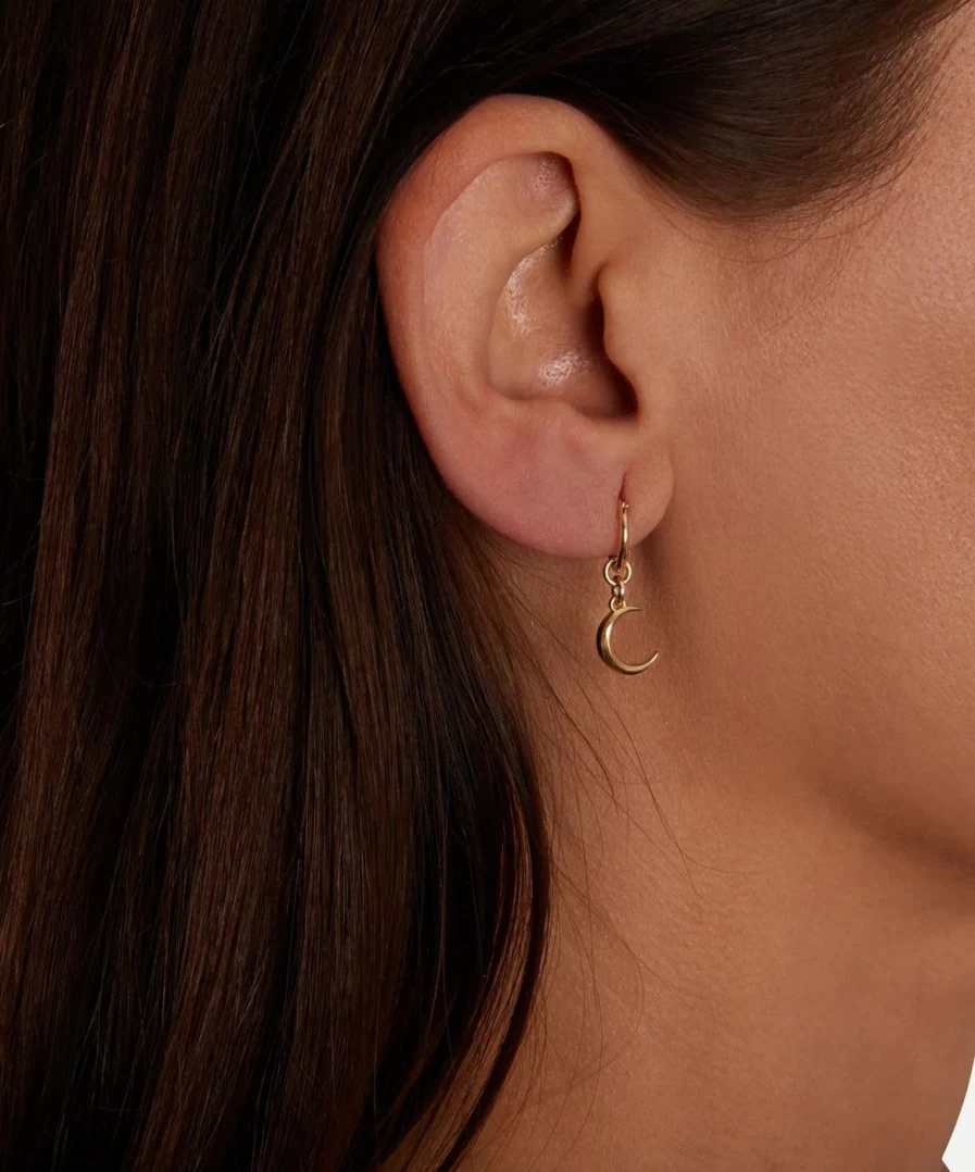 "Talon Jewelry Crescent Moon Hoop Earrings - Sterling Silver Minimalist Dangle Hoops"