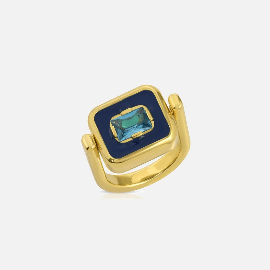 Monbouquette Reversible Snapback Pinky Ring - Island/Gold Color Unisex Adjustable Fashion Ring