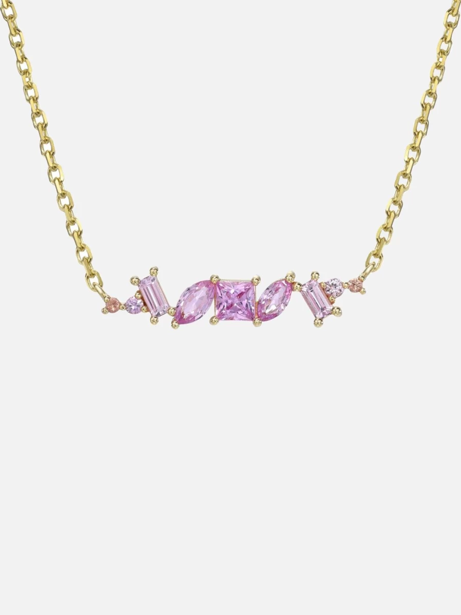 Meredith Young Pink Ombre Crystal Chaos Necklace - Elegant Gradient Statement Jewelry